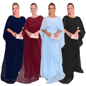 YQY9948 Vestidos <span class=keywords><strong>de</strong></span> Noche Elegantes con Diseño Moderno <span class=keywords><strong>para</strong></span> Mujer, Vestidos Largos <span class=keywords><strong>de</strong></span> Cintura Alta, <span class=keywords><strong>Vestido</strong></span> <span class=keywords><strong>de</strong></span> Gasa Plisado <span class=keywords><strong>para</strong></span> Dama - Product Image 1