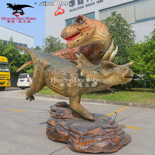 Наружные аниматронные динозавры T-rex Fighting Triceratops, распродажа
