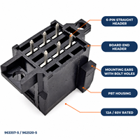 Connecteur domestique fil-circuit imprimé automobile 963357-5 962520-5, 6 broches, extrémité de carte droite, en alliage de cuivre, 12A 60V, PBT 5.0mm