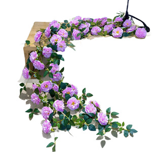 Guirlandes de roses artificielles en plastique et soie, branche unique, pour décoration de mariage, décoration murale, accessoires de vigne grimpante - Product Image 3