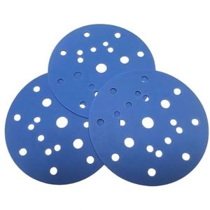 Disque abrasif ZY, <span class=keywords><strong>film</strong></span> bleu, oxyde d'aluminium céramique, papiers abrasifs 6 pouces PAS/Velcro <span class=keywords><strong>21</strong></span> trous, disque de ponçage 150 mm, grain 240 - Product Image 1