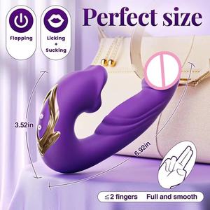 3'ü 1 Arada Çift Kişilik Dil Yalama Vibratörü Yapay Penis Seks Oyuncağı 5 Yalama 7 Titreşim Modu G Noktası Klitoral Stimülasyon USB Şarjlı - Product Image 4