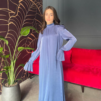 Robe Abaya de Soirée Élégante pour Femme Musulmane, Couleur Unie, Manches Longues, Brillante, Modeste, en Polyester, pour Fêtes et Danses