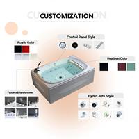 Baignoires modernes d'hydromassage en acrylique blanc avec lumières LED et bain à remous en cascade pour baignoire baignoire balnéo et bany