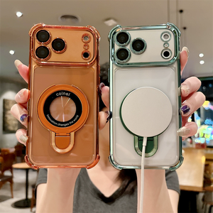 Funda magnética de TPU electrochapada en oferta para iPhone 16 15 14 Pro Max, funda con anillo para iPhone 17 Pro Max color naranja - Product Image 2