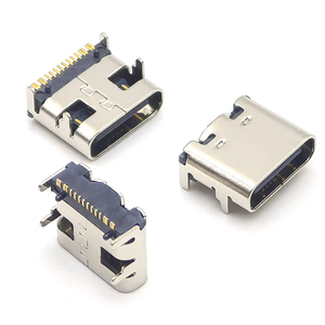 <b>TYPE</b> <b>C</b> USB Female Connector 16P Four-pin <b>Plug</b> Surface Mount Stainless Steel Copper-exposed - Product Image 2