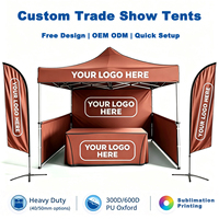 Tente de réception publicitaire extérieure grand format 3x3m avec logo personnalisé, cadre en aluminium, toile Oxford imperméable, pour exposition et salon professionnel