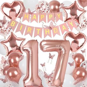 Insegna per <span class=keywords><strong>15</strong></span> Anni con Striscione <span class=keywords><strong>Buon</strong></span> <span class=keywords><strong>Compleanno</strong></span>, Palloncini in Foil Numero <span class=keywords><strong>15</strong></span> da 40 Pollici, Decorazioni a Farfalla - Product Image 5