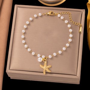 สร้อยข้อมือมุกสแตนเลสสตีลสำหรับผู้หญิง - ชุบ PVD ทอง 18K - เครื่องประดับของขวัญอเนกประสงค์ทันสมัยมีเสน่ห์ ขายส่ง - Product Image 1