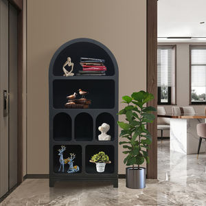 Bibliothèque extensible INNOVA en bois massif et panneaux MDF, design moderne arqué, étagère noire, meuble de rangement pour l'école et la maison - Product Image 2