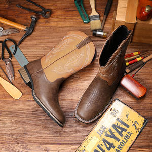 Botas Vaqueras Occidentales para Hombre, Talla Grande 16, Bordado Clásico, Estilo Biker Rockabilly, Tacón Cuadrado, Sin Cordones, para Todas las Temporadas - Product Image 6