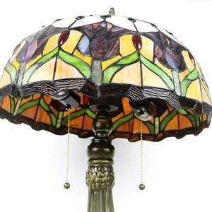 LongHuiJing European 16-Inch AC E26 Stained Glass Table Lamp Flexible Eco-Friendly Multicoloured Tulip Desk Reading <b>Light</b> Decor - Product Image 4