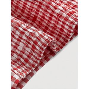 Haut court à carreaux pour femme, dos nu, boutonné devant, tenue décontractée - Product Image 4