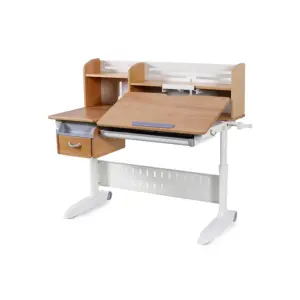 Mesa de estudio ergonómica directa para niños, mesa ajustable de altura con estantería para estudio y silla