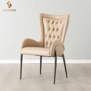 Французский Стиль Золотая мебель из искусственной кожи, стулья для столовой, роскошный обеденный стол, набор из 4 стульев для ресторанов