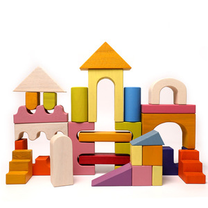 Wooden <b>Building</b> <b>Blocks</b> Rainbow Color Large Size Educational Stackable Toy For Children 4 6 Years Old Birthday Gift - Product Image 5