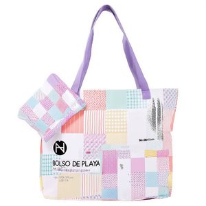 Borsa da Spiaggia a Quadri Grande con Stampa Digitale 56x36x17cm con Borsa Piccola BOLSO DE PLAYA - Product Image 1