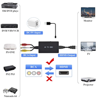 Adaptador de Audio y Video RCA Compuesto CVBS 3 RCA a HDMI Hembra, Escalador 1080P para Reproductor de VHS, VCR, DVD, PS2, PS3, Xbox