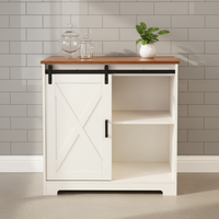 Meuble console de salon personnalisé, style ferme moderne, avec panneau en bois rustique et porte coulissante type grange, pour salle à manger