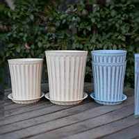 Pot de fleurs universel fin renforcé, style chinois, à rayures, pour roses, respirant, durable, pour balcon, 3 couleurs au choix