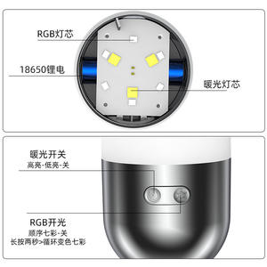 Lampe de camping ZP082 Tumbler, LED RGB rechargeable par USB, lumière portable pour extérieur, camping et usage quotidien - Product Image 5