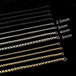 Stainless Steel Square Chain Necklace 18k Gold Plated Geometric Minimalist Unisex Fashion Jewelry Gift - Product Image 3