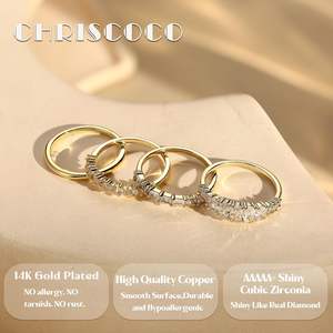 New Chris coco 4pcs Damen vergoldeten Naturstein Ehering Ring für Frauen Versprechen Ring Set für Daily Wear Schmuck - Product Image 6