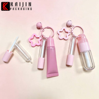 Tube vide rose portable avec sangle chaîne pour gloss et huile à lèvres, matériau d'emballage souple pour gloss et huile à lèvres