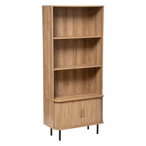 Estantería de madera de <span class=keywords><strong>4</strong></span> <span class=keywords><strong>niveles</strong></span> de diseño simple moderno 2 puertas deslizantes Librería para habitación de oficina - Product Image 1
