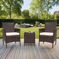 Ensemble de meubles de jardin modernes en acier et rotin PE, 3 pièces, confortable, table basse de bistrot, salon, hôtel