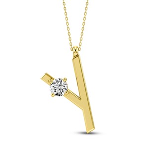 Colgante de Lujo con Inicial Personalizada, Diamantes Cultivados en Laboratorio VVS VS EF, en Plata de Ley 925 Chapada en Oro, Joya Personalizada - Product Image 4