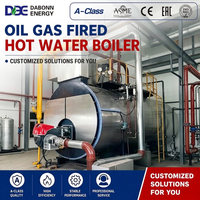 Chaudière à eau chaude double combustible (gaz et mazout) pour système de chauffage central, conception à tubes de fumée à 3 passages, norme ASME CE, 0,7 MW, 1,4 MW, 2,1 MW