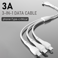 Kabel TUTI Grosir 3 in 1 Micro Lighting Type C 1.2m USB 3A Tembaga Murni Pengisian Cepat untuk Ponsel