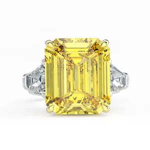 2024 corte esmeralda de gama alta precioso Rectangular CZ diamante mujeres diamante blanco boda anillos de piedras preciosas Plata de Ley 925