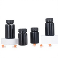 Complément alimentaire, emballage pharmaceutique en capsule PET, 200 cc, bouteille en plastique noire cylindrique avec bouchon à vis, huile de poisson, pilule de maca
