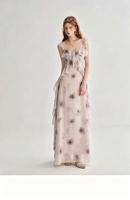 Robe de soirée longue Nicecover à volants floraux, col halter plongeant, coupe ajustée, idéale pour les rendez-vous, les vacances et les occasions spéciales – Nouvelle collection très prisée