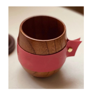Portabicchieri in Pelle PU Stile Ins <span class=keywords><strong>con</strong></span> Cinghia in Legno e Scritta - Product Image 2