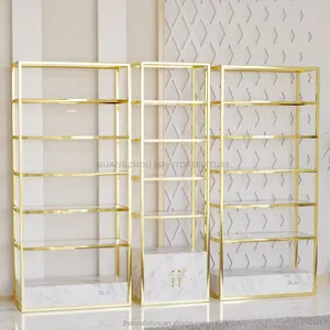 Cosmetic Store Stainless Steel Display Shelves Shoes Shop Bag Boutique Store Racks Shelf Display With Cabinet