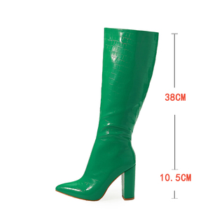 2022 T-stage Hot Style Winter European and American Pointed Toe Thick Heel Side Zipper Ankle Boots Plus Size Ankle Boots - Product Image 6