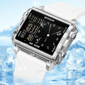 SAMOA 6273 Men's Analog-Digital Sport Watch 5ATM Waterproof Silicone <b>Strap</b> Black Rectangle Case ABS Material - Product Image 5