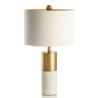 Lámpara de Noche LED con Base de Mármol y Pantalla de Tela, Lámpara de Mesa Moderna de Lujo con Base de Mármol para Uso en Hoteles, Gran Venta
