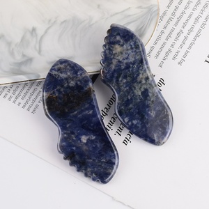 Outil Gua Sha en Sodalite, Nouvelle Planche de Massage à Dents de Scie pour le Visage, le Cou et le Corps, Masseur de Beauté en Pierre Naturelle pour Soins de la Peau - Product Image 1