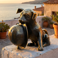 Sculpture ludique de chiot Labrador en bronze - Statue de chien grandeur nature sur mesure avec options personnalisées, sculpture en bronze