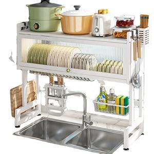 Estante <span class=keywords><strong>de</strong></span> almacenamiento <span class=keywords><strong>de</strong></span> cocina multifuncional sobre fregadero <span class=keywords><strong>escurridor</strong></span> <span class=keywords><strong>de</strong></span> <span class=keywords><strong>platos</strong></span> estante <span class=keywords><strong>de</strong></span> secado encimera armario <span class=keywords><strong>de</strong></span> piscina <span class=keywords><strong>con</strong></span> puerta <span class=keywords><strong>de</strong></span> armario a prueba <span class=keywords><strong>de</strong></span> polvo - Product Image 2