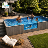 Piscine familiale grand format 20ft 40ft avec jacuzzi et spa, en fibre de verre, hors sol, type conteneur, pour adultes, usage extérieur, gamme de prix