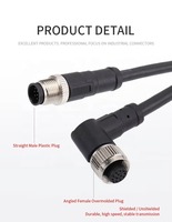 M12 IP67 Étanche 2-Pin 12-Pin Adaptateur Core Aviation Plug Power PCB LED Capteur Câble Mâle Femelle Cuivre Contact Connecteurs