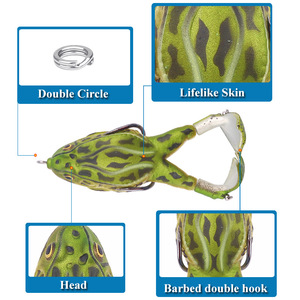 Nouvelle leurre de pêche grenouille 9cm 13.6g, leurre artificiel de surface à double hameçon pour la pêche au poisson-chat - Product Image 4