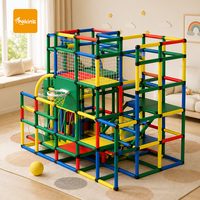 Équipement de jeu intérieur commercial, aire de jeux d'aventure multi-niveaux pour enfants avec mur d'escalade, centre d'activités motrices grossières