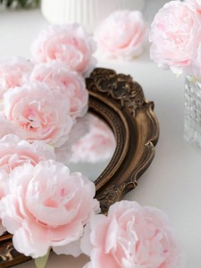 Têtes de fleurs de pivoine artificielles <span class=keywords><strong>rose</strong></span> pâle, aspect soyeux, fleurs artificielles adaptées pour la décoration de mariage, de fête, de gâteau, de salon, de table - Product Image 4