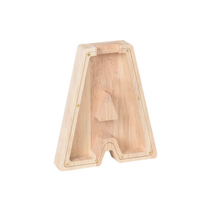 Sáng Tạo Thân Thiện Với Môi Con Heo Đất Bằng Gỗ Ngân Hàng Trong Suốt Bảng Chữ Cái Chữ Trang Trí Trang Trí Khắc Đồng Xu Con Heo Đất Ngân Hàng - Product Image 5
